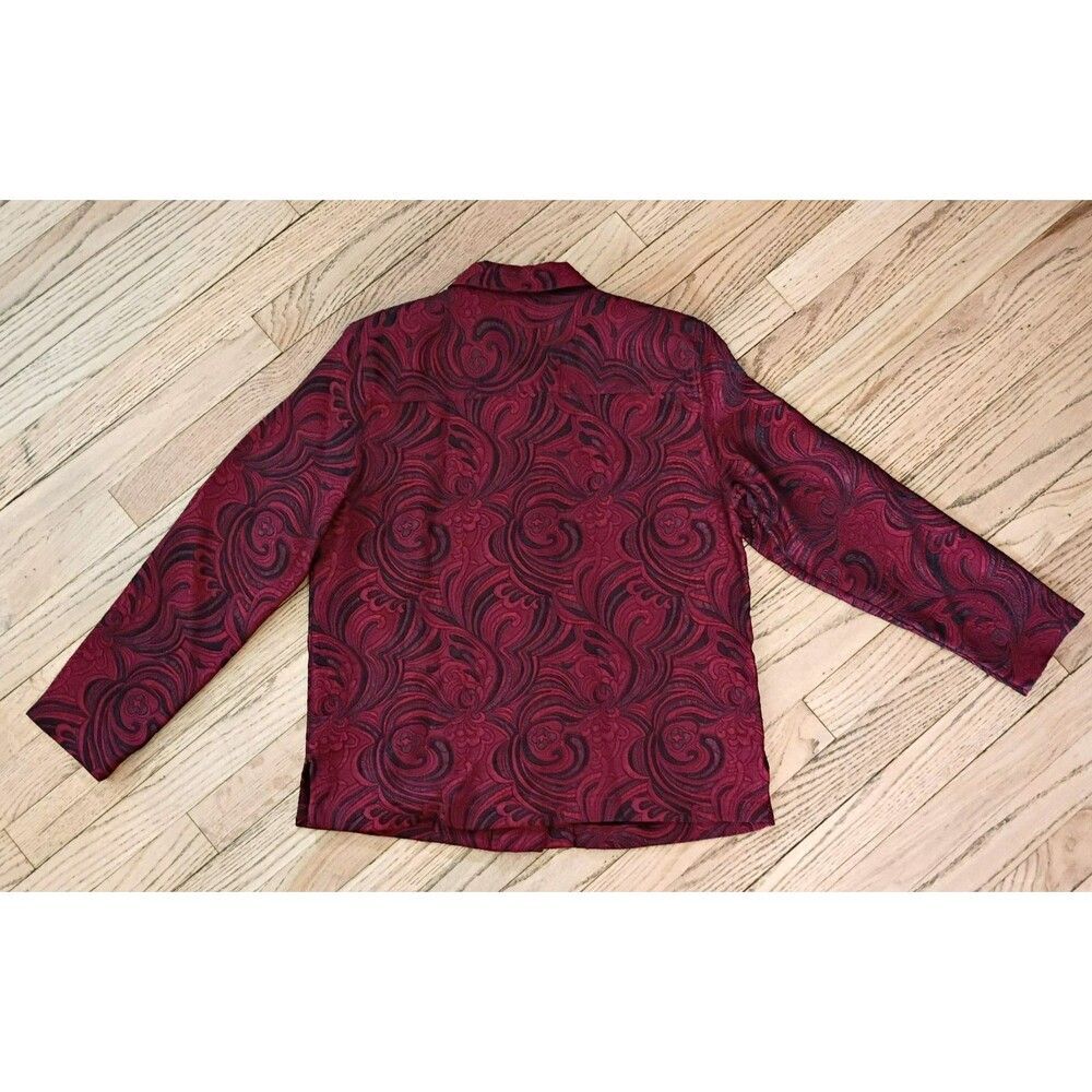 Blazer Jacket Top Paisley Button Up Red Office Christopher & Banks Women's small - Picture 3 of 11